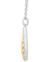 Diamond Leaf Anna Pendant Necklace (1/6 ct. t.w.) in Sterling Silver & 10k Gold, 16" + 2" extender