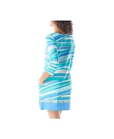 Beach House Style Women's Stripe Print Stella Boat Neck Tunic Dress