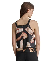 Dkny Women's Printed Square Neck Sleeveless Top