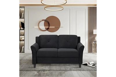 Fashionable Living Room Sofa With Double Seats, Black Fabric