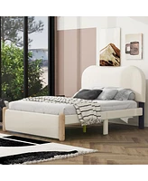 Streamdale Furniture Full Size Upholstered Platform Bed With Wood Supporting Feet