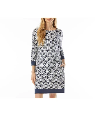 Beach House Style Women's Geo Print Stella Boat Neck Tunic Dress