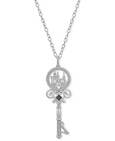 Diamond (1/10 ct. t.w.) & London Blue Topaz Accent Cinderella Castle Key Pendant Necklace in Sterling Silver, 16" + 2" extender