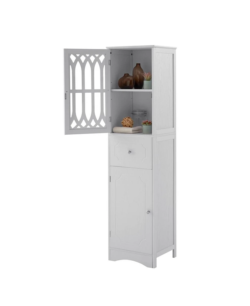 Simplie Fun Freestanding White Bathroom Cabinet