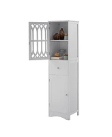 Simplie Fun Freestanding White Bathroom Cabinet