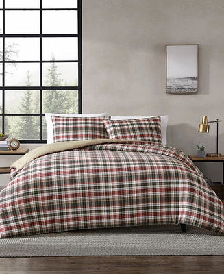 Eddie Bauer Astoria Plaid Microsuede 3 Piece Duvet Cover Set, King