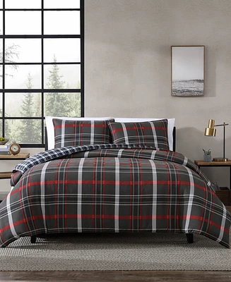 Closeout! Eddie Bauer Willow Plaid Microsuede Piece Duvet Cover Set