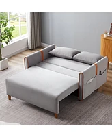 Streamdale Furniture Gray Velvet Convertible Sleeper Sofa with Storage