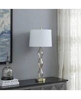 Streamdale Furniture 29.5" In Emil Moderne Geometric Light Amber Textured Glass Brushed Gold Table Lamp