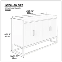 Modern Kitchen Buffet Storage Cabinet Cupboard Gloss With Metal Legs For Living Room Kitchen (Black
