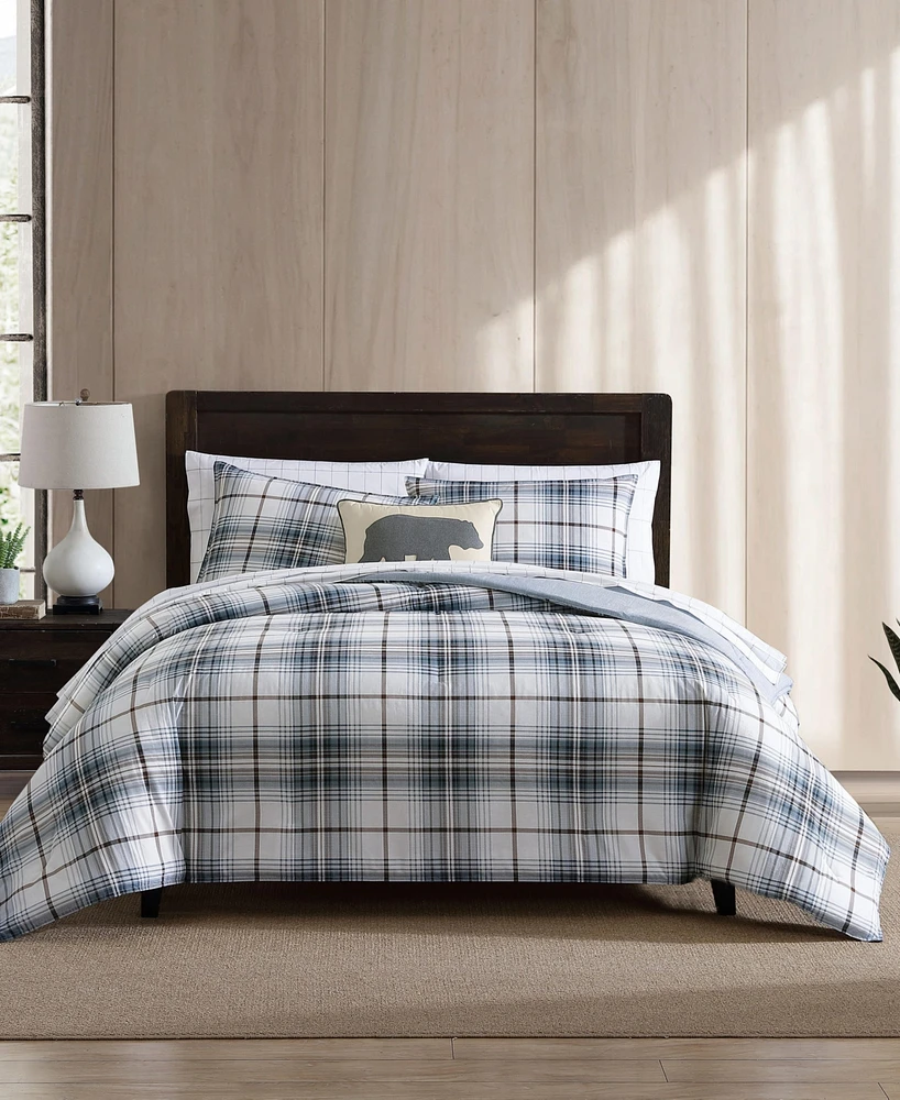 Eddie Bauer Alder Plaid Reversible 3 Piece Comforter Set, King