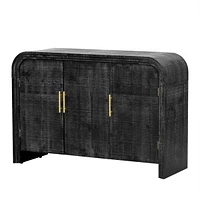 Minimalist Curved Sideboard with Gold Handles and Dividers