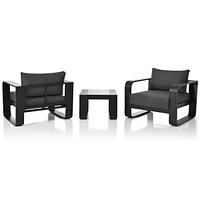 Aluminum Frame Patio Set with Thick Cushion & Coffee Table