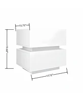 Streamdale Furniture White Color High Glossy 2 Drawers Bedside Table With Rgb Led Light Nightstand With Bluetooth Control