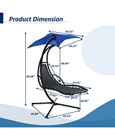 Outdoor Hanging Chaise Lounger with Canopy & Stand
