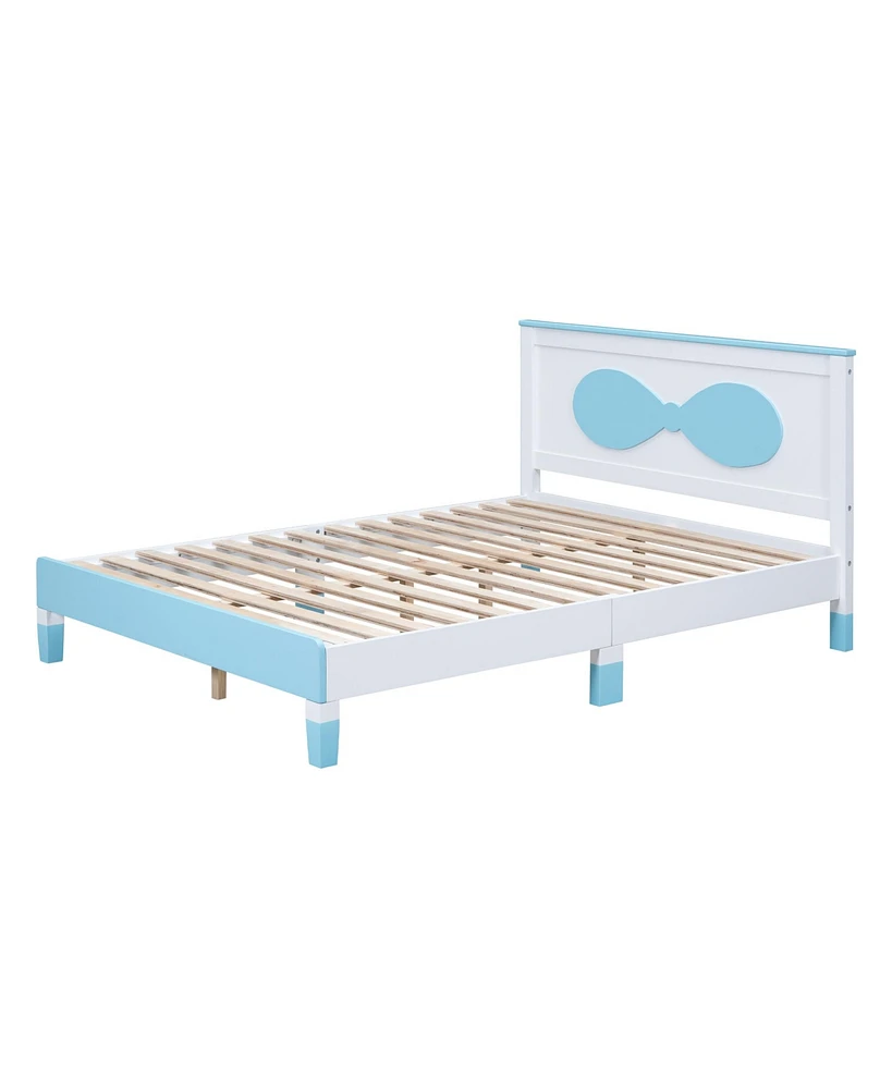 Simplie Fun Full Size Wooden Bow Bed