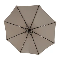 10FT Solar Led Offset Hanging Market Patio Umbrella (Khaki)