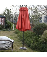 14.8 Ft Double Sided Outdoor Umbrella Rectangular Large With Crank (Orange)