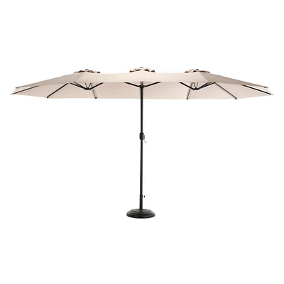 Streamdale Furniture 14.8 Ft Double Sided Outdoor Umbrella Rectangular Large With Crank (Khaki)