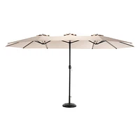 Streamdale Furniture 14.8 Ft Double Sided Outdoor Umbrella Rectangular Large With Crank (Khaki)