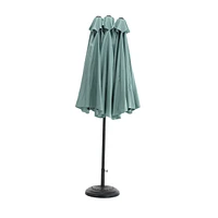 14.8 Ft Double Sided Outdoor Umbrella Rectangular Large With Crank (Light Green)