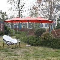 Streamdale Furniture 14.8 Ft Double Sided Outdoor Umbrella Rectangular Large With Crank (Orange)