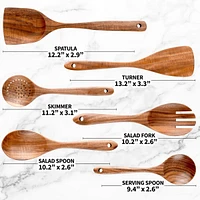 6-Piece Natural Teak Wooden Utensils for Cooking