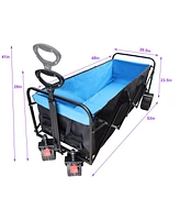 Streamdale Furniture Folding Cart Wagon for Garden, Shopping, Beach - Black + Blue