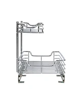 Household Essentials Glidez Multipurpose Chrome-Plated Steel Pull-Out/Slide-Out Storage Organizer for Under Sink or Under Cabinet 2-Tier Design