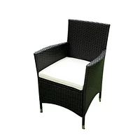 5-Piece Outdoor Wicker Dining Set with Acacia Wood Top