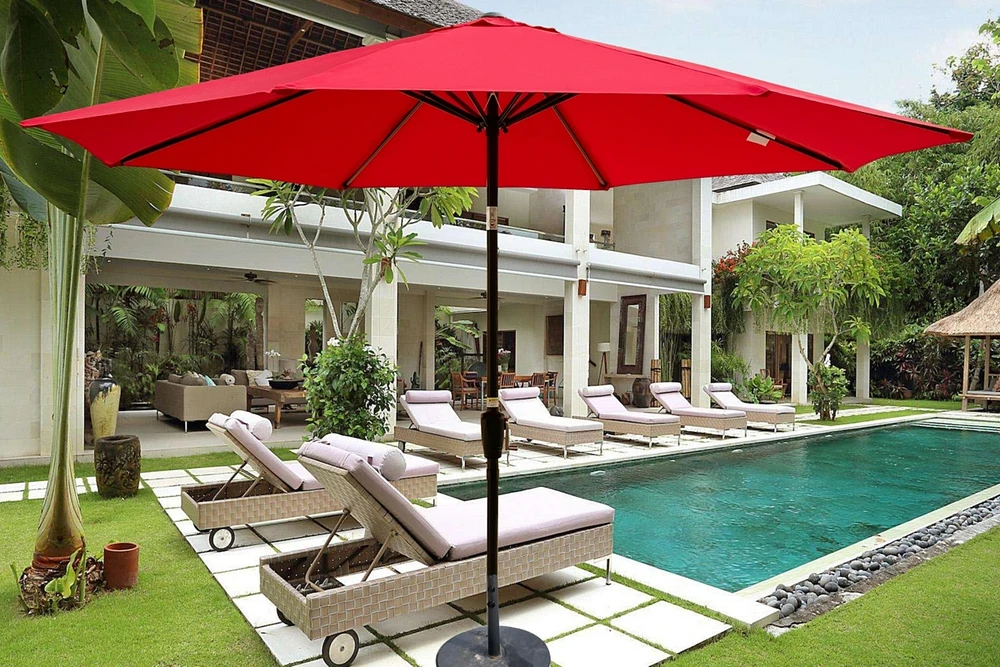 Streamdale Furniture 10FT Outdoor Patio Umbrella, Red, Tilt, Crank