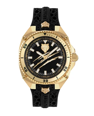 Plein Sport Men's Thunder Force Three Hand Quartz Black Silicone 47MM