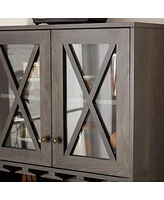Farmhouse Liquor Cabinet with Wine Rack