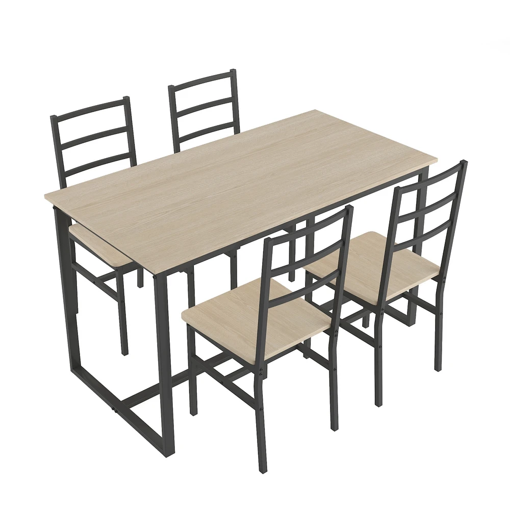 Simplie Fun Five-Piece Set Table And Chair With Backrest, Industrial Style, Solid Structure