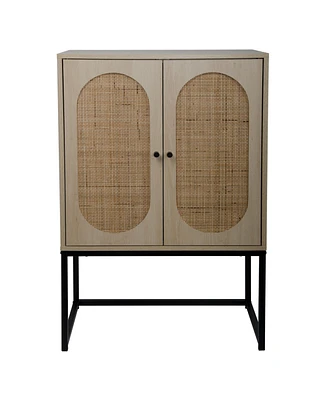 Simplie Fun 2-Door Rattan Cabinet with Adjustable Shelf