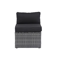 5-Piece Pe Rattan U Sofa Set with Black Cushion