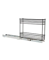 Household Essentials Glidez Multipurpose Paint-Finished Steel Pull-Out/Slide-Out Storage Organizer with Plastic Liners for Under Cabinet 2-Tier Design