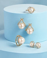 Honora Cultured White Ming Pearl (11-13mm) & Diamond (1/3 ct. t.w.) Ring 14k Gold