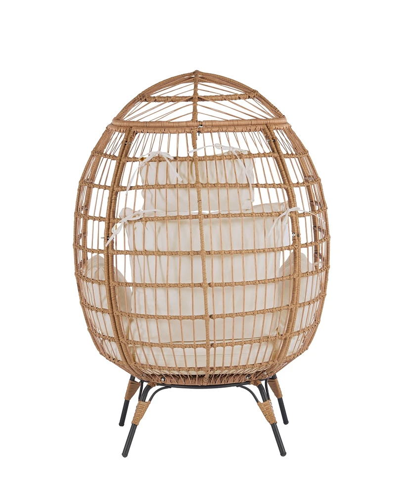 Simplie Fun 440lb Capacity Beige Wicker Egg Chair - Indoor/Outdoor