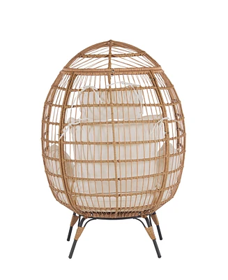 Simplie Fun 440lb Capacity Beige Wicker Egg Chair - Indoor/Outdoor