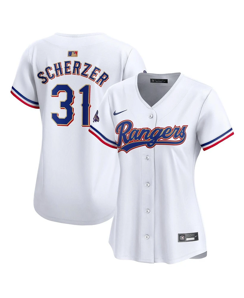 Nike Women's Max Scherzer White Texas Rangers 2024 Gold Collection Limited Player Jersey