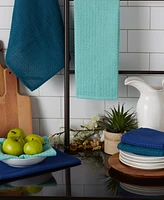 Design Imports Cotton Kitchen Collection Dishtowel Set, 18x26", Assorted Blues, 6 Piece