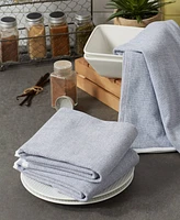 Design Imports French Terry Collection Kitchen Dishtowel Set, 18x28", French Blue Chambray Solid, 3 Piece