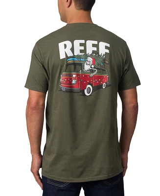 Reef Men's Cotton Logo Santa Skeleton Graphic T-Shirt