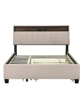 Streamdale Furniture Upholstered Storage Bed with Trundle and Usb Ports