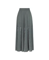 Nocturne Women's Long Eyelet Skirt with Slits