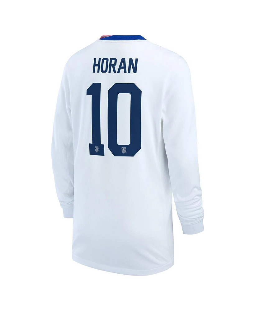 Nike Big Boys and Girls Lindsey Horan White Uswnt 2024 Home Stadium Replica Player Long Sleeve Jersey