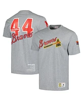 Mitchell Ness Men's Hank Aaron Heather Gray Milwaukee Braves Cooperstown Collection Legends T-Shirt