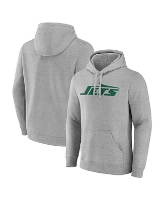 Fanatics Men's Heather Gray New York Jets Primary Logo Pullover Hoodie