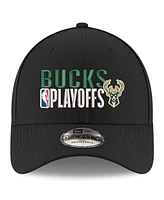 New Era Men's Black Milwaukee Bucks 2024 Nba Playoffs 9FORTY Adjustable Hat